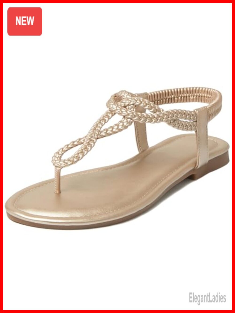 Braided Flat Sandals Elastic Ankle Strap Thong Sandals Summer Beach Casual